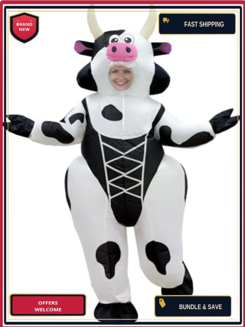 OurWarm Inflatable Cow Costume Adult Halloween Cosplay Party